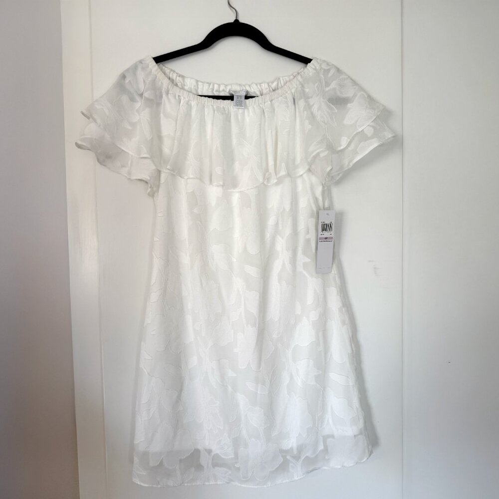London Times Petite Off The Shoulder White Dress - Size 6P